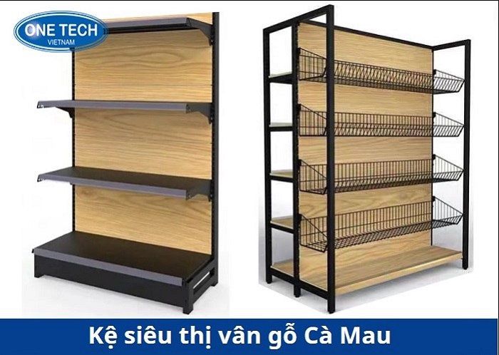 Kệ siêu thị vân gỗ Cà Mau thiết kế sang trọng